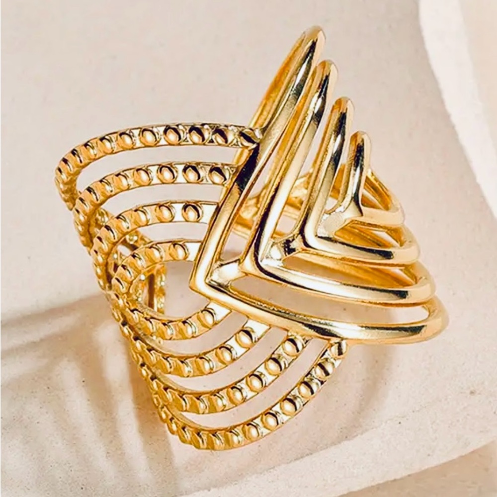 Stainless Steel Intricate Open Design Ring for Women
